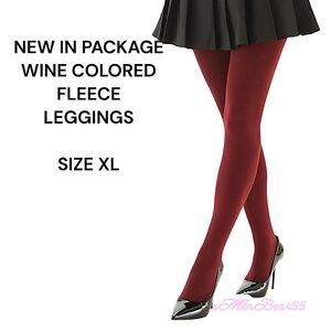 BRAND NEW IN PACKAGE WOMENS THERMO FLEECE LINED WARM TIGHTS, SIZE XL WINE COLOR